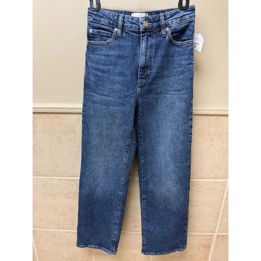 FRAME The Wide Straight Leg Jeans Blue Denim Ankle Length Sz 24 NWT $268 - Picture 2 of 16